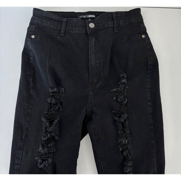 Distressed Jeans 13 Black Skinny High Waist Grunge Streetwear Urban Chic - Picture 10 of 12